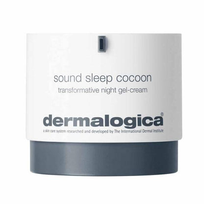 Dermalogica Sound Sleep Cocoon Night Gel-Cream face cream in white jar with gray base on Tampa Home & Garden Store