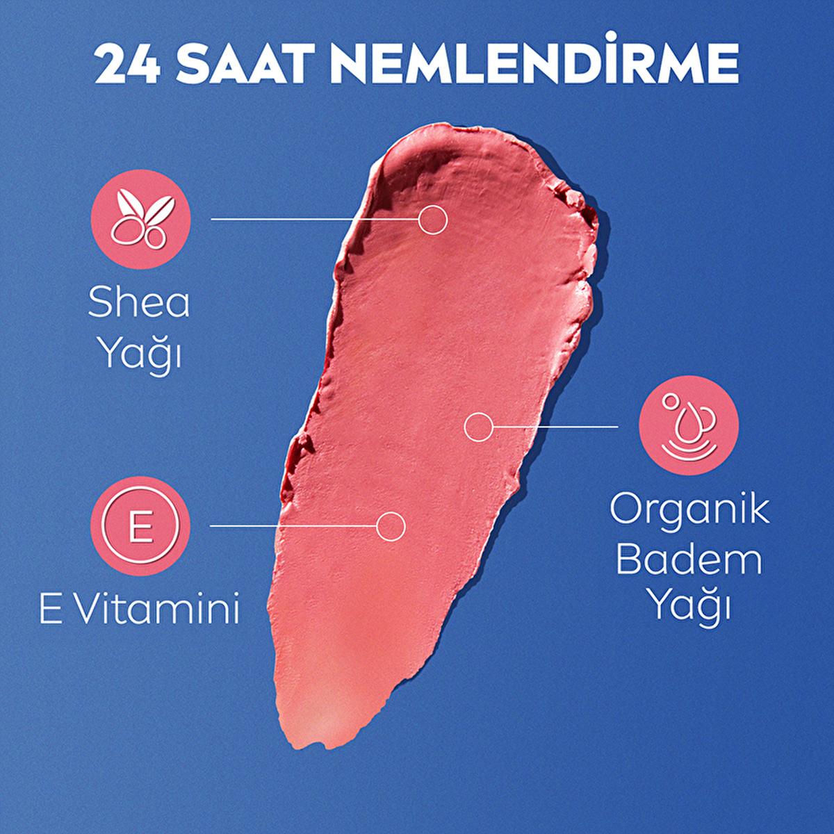 NIVEA Colored Lip Care Cream lip balm pink swatch with Shea Yağı and E Vitamini on Tampa Home & Garden Store