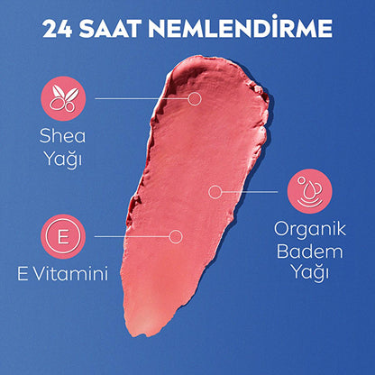 NIVEA Colored Lip Care Cream lip balm pink swatch with Shea Yağı and E Vitamini on Tampa Home & Garden Store