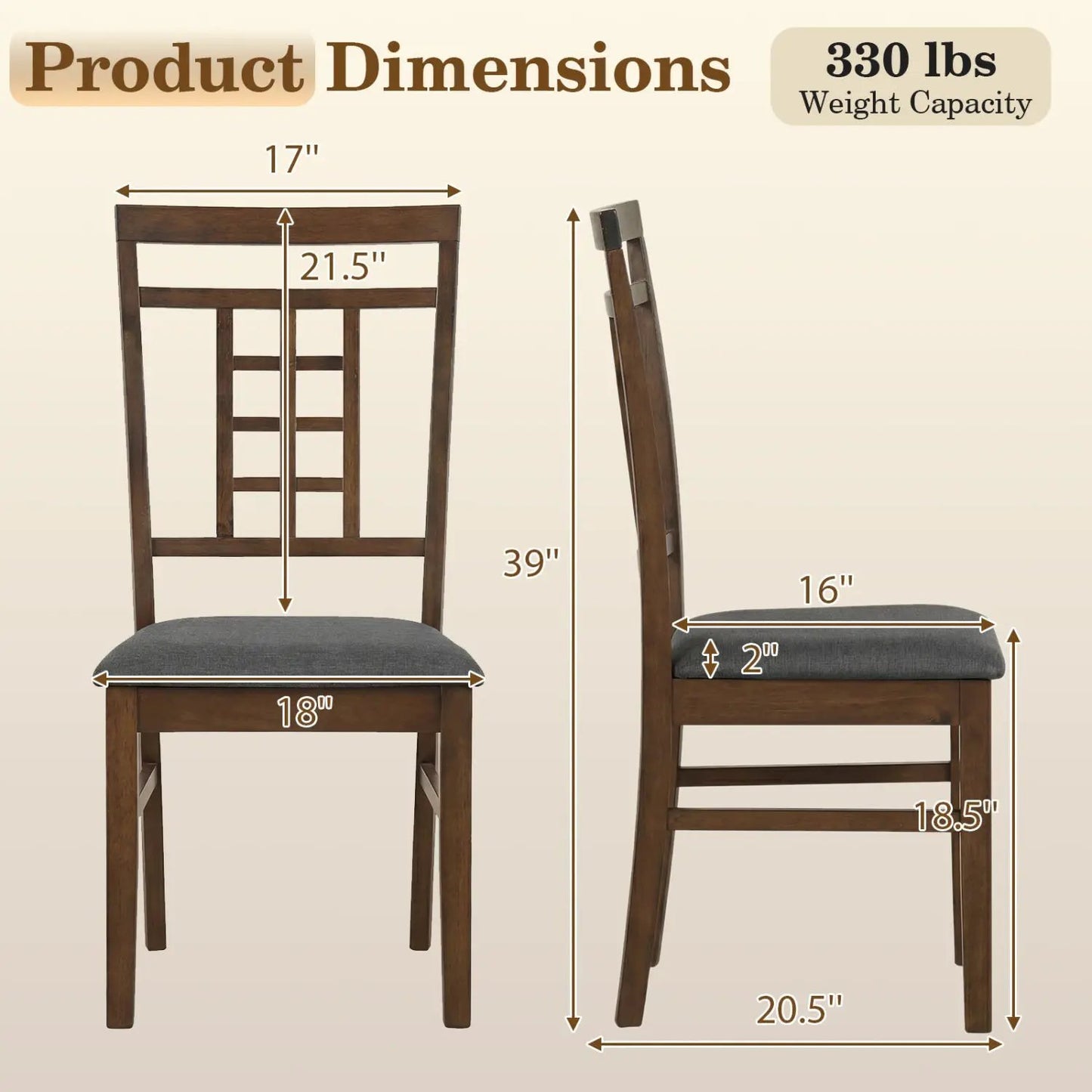 Rubber Wood Dining Chairs With Lattice Back