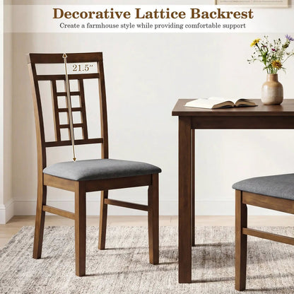 Rubber Wood Dining Chairs With Lattice Back