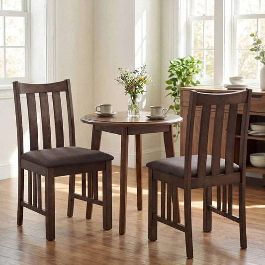 Rubber Wood Dining Chairs Set of 2 with Slat Back