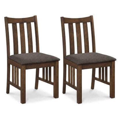 Rubber Wood Dining Chairs Set of 2 with Slat Back