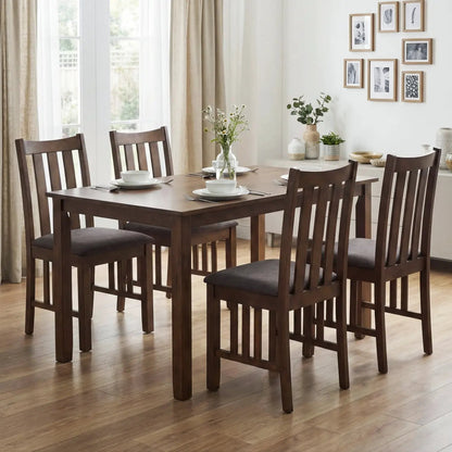 Rubber Wood Dining Chairs Set of 2 with Slat Back