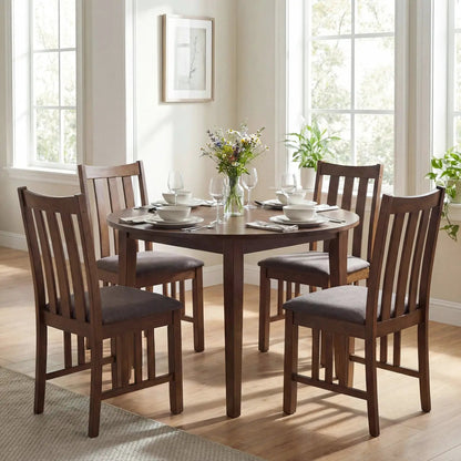 Rubber Wood Dining Chairs Set of 2 with Slat Back