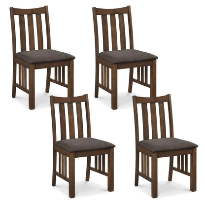 Rubber Wood Dining Side Chairs Slat Back Set of 4