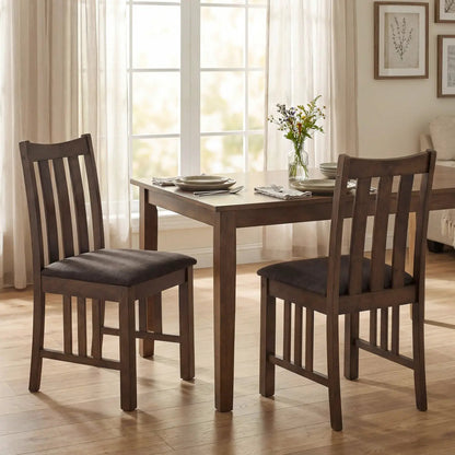 Rubber Wood Dining Side Chairs Slat Back Set of 4