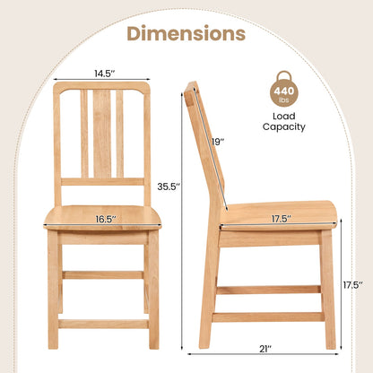 Rubber Wood Dining Chairs Set 2 Hollowed Backrest