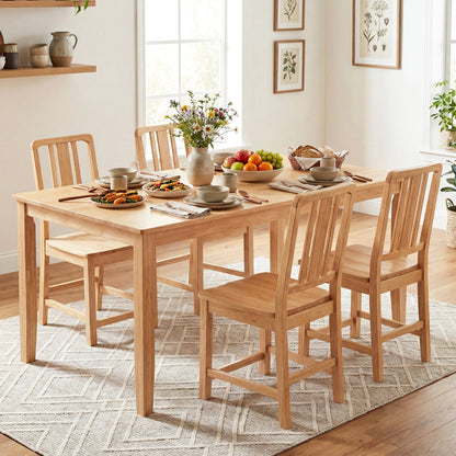 Rubber Wood Dining Chairs Set 2 Hollowed Backrest