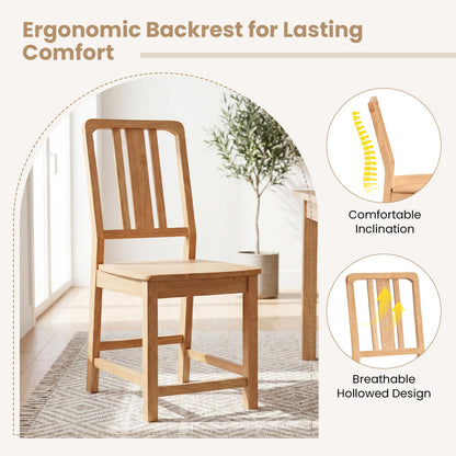 Rubber Wood Dining Chairs Set 2 Hollowed Backrest
