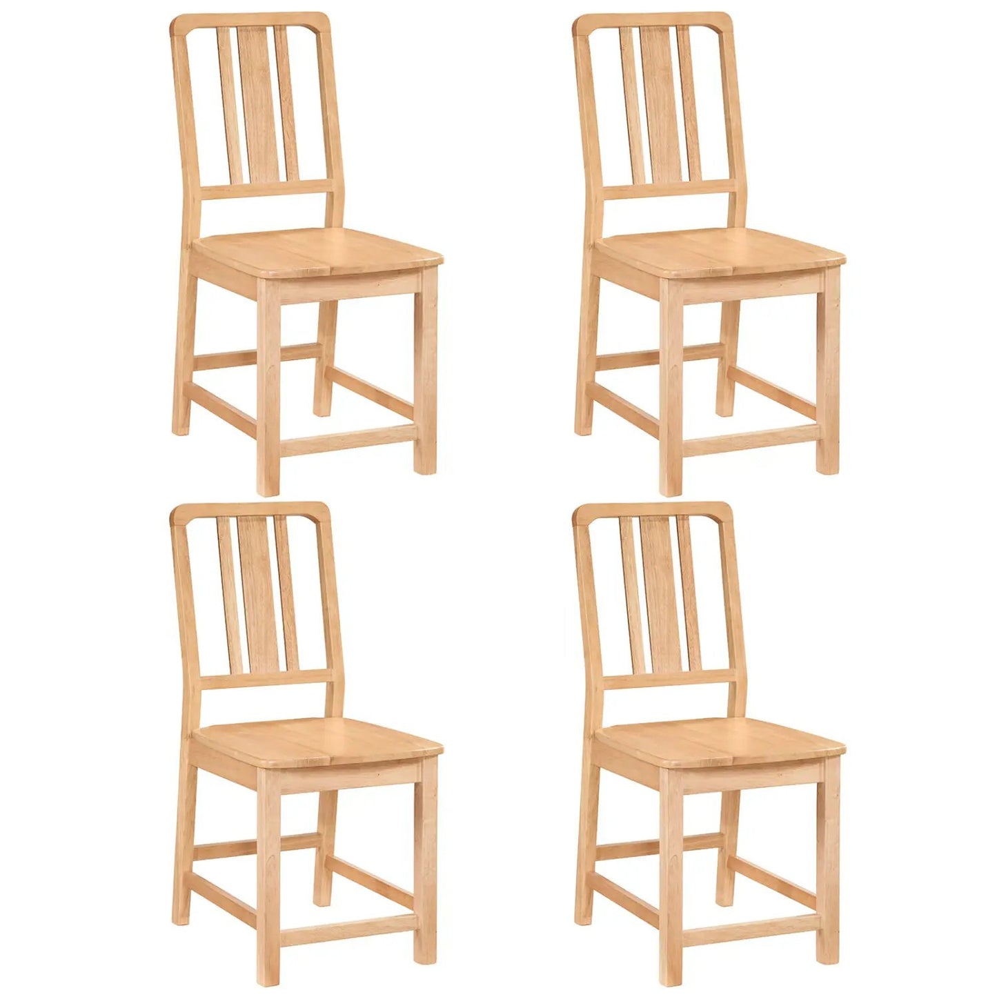 Rubber Wood Dining Chairs Set Hollowed Back