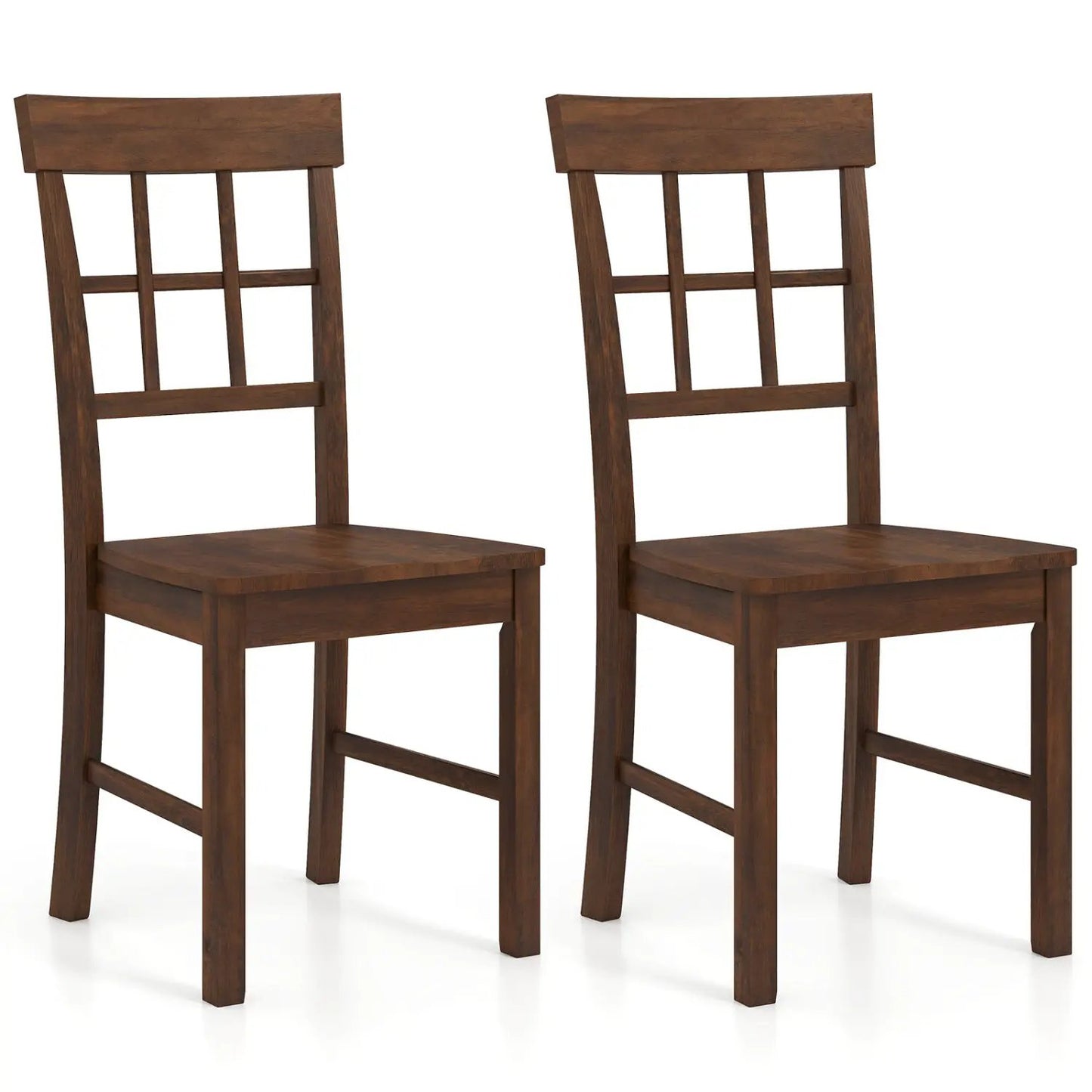 Rubber Wood Dining Chairs Set of 2 with High Back