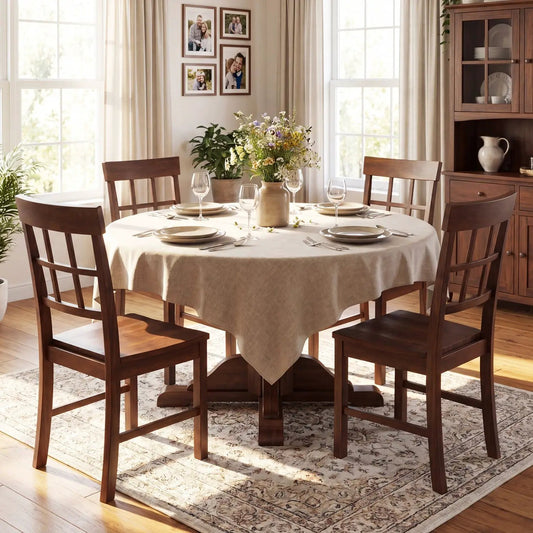 Rubber Wood Dining Chairs Set Of 4 With High Back