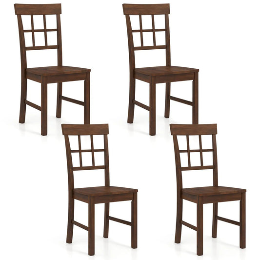 Rubber Wood Dining Chairs Set Of 4 With High Back
