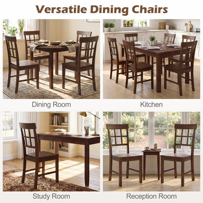 Rubber Wood Dining Chairs Set Of 4 With High Back