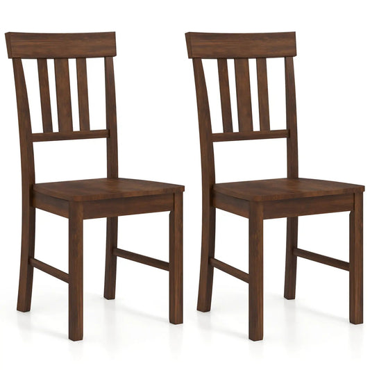 Rubber wood dining chairs set of 2 with high slat backrests, dark brown finish DirectDeals on Tampa Home & Garden Store