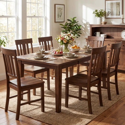 Rubber Wood Dining Chairs Set of 2 High Slat Back