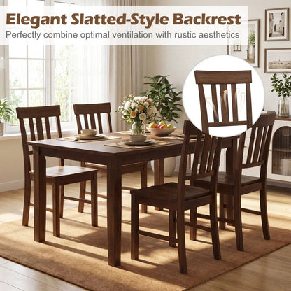 Rubber Wood Dining Chairs Set of 2 High Slat Back
