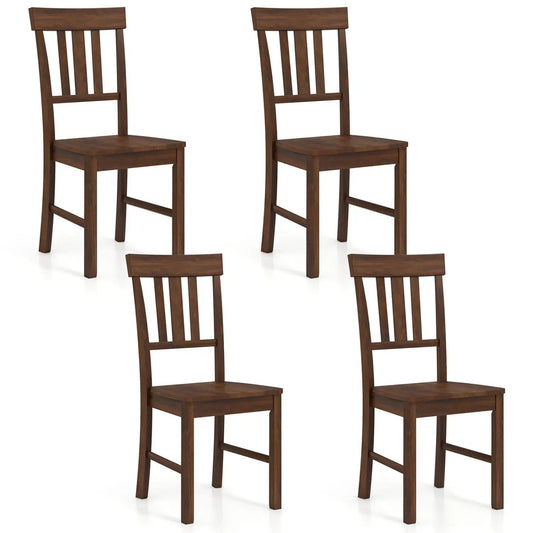 DirectDeals rubber wood dining chairs set of 4 with high slat backrests in dark brown on Tampa Home & Garden Store