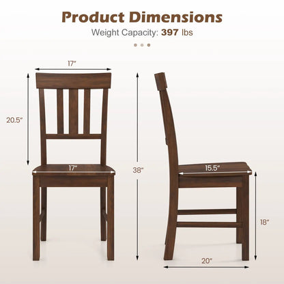 Rubber Wood Dining Chairs with Slat Backrests