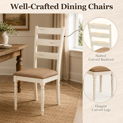 Dining Chairs set of 2 by DirectDeals with padded white linen seats on Tampa Home & Garden Store