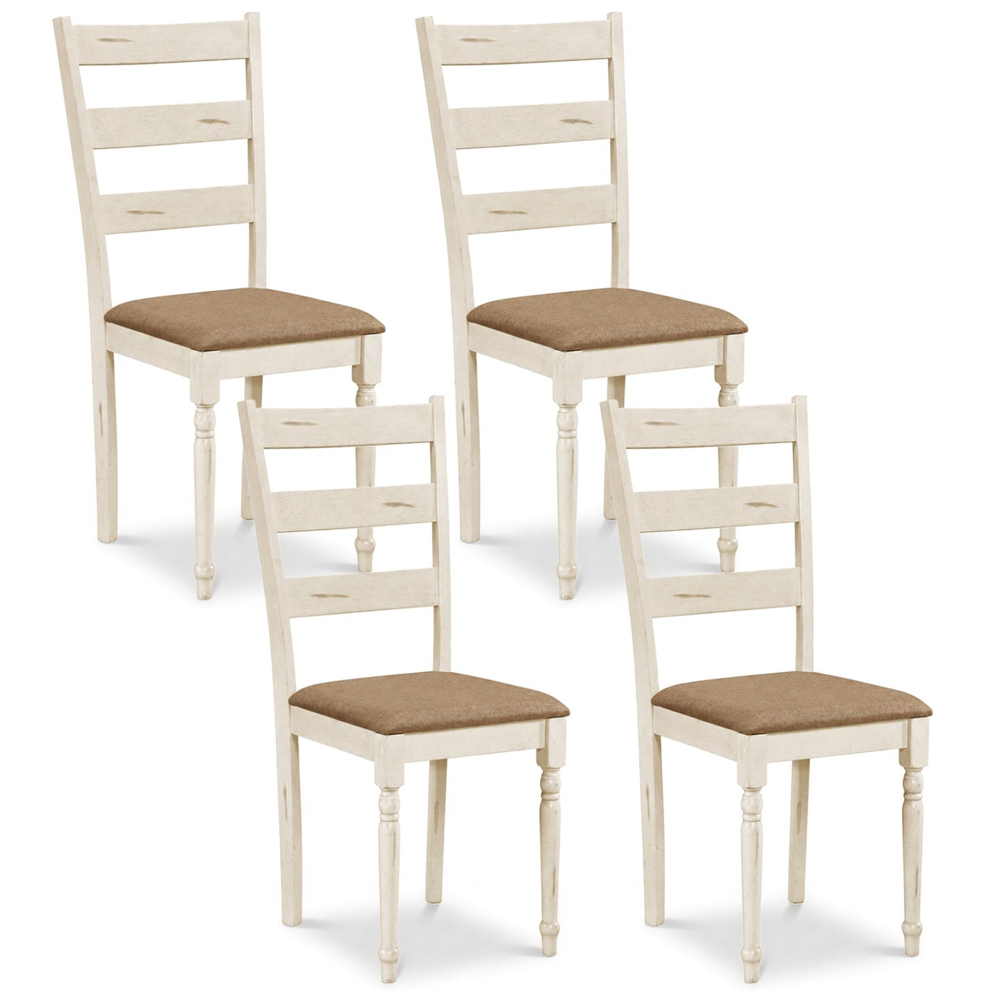 Dining chairs set of 4 with padded linen seats and cream slatted backs DirectDeals on Tampa Home & Garden Store