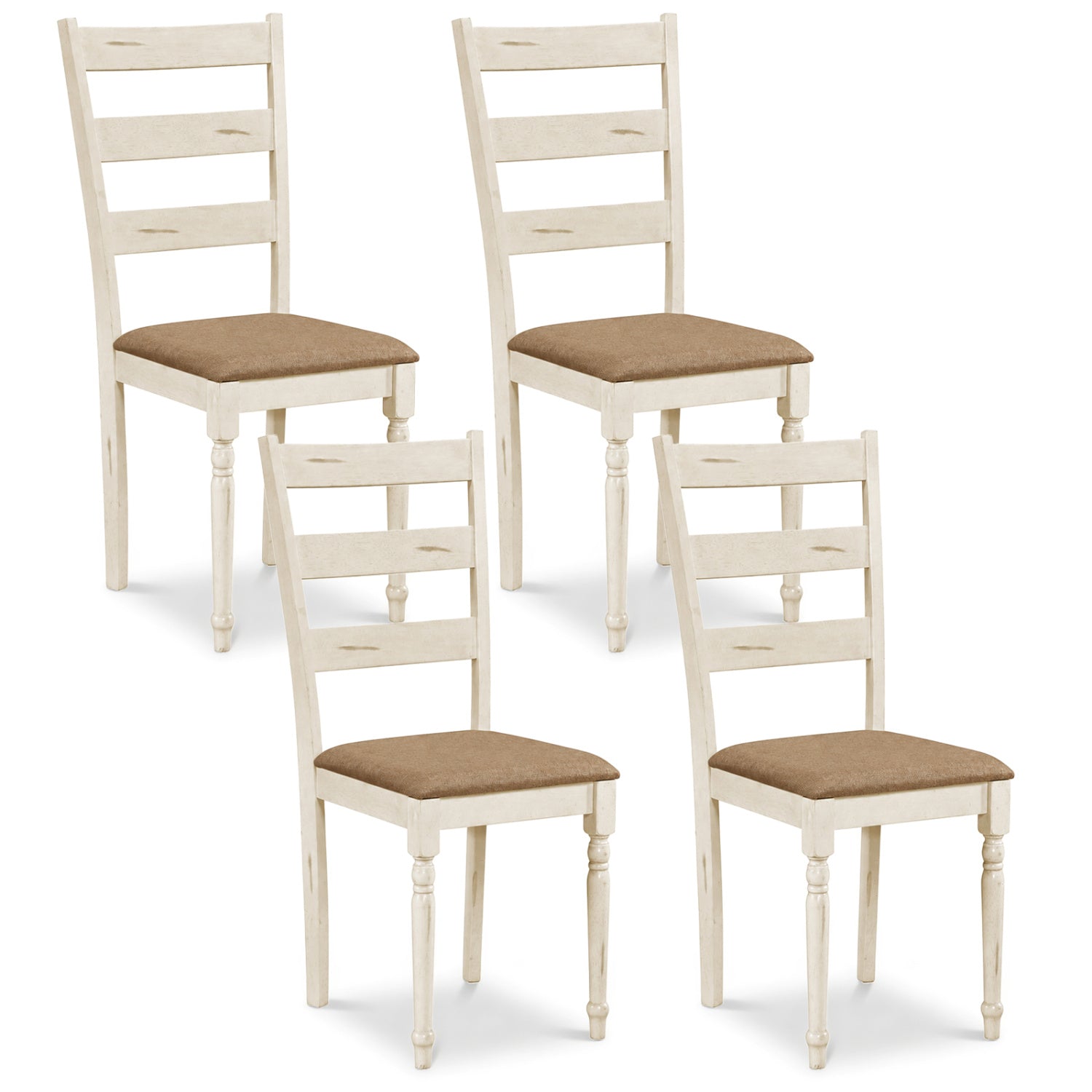 Dining chairs set of 4 with padded linen seats and cream slatted backs DirectDeals on Tampa Home & Garden Store