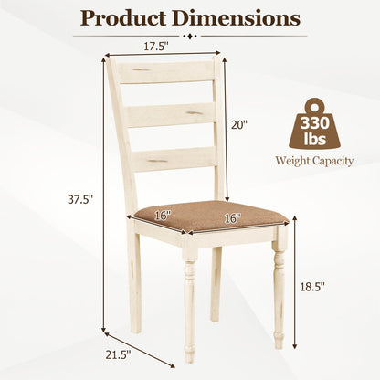 Dining chairs set of 4 with padded linen seats and slatted backs in cream finish DirectDeals on Tampa Home & Garden Store