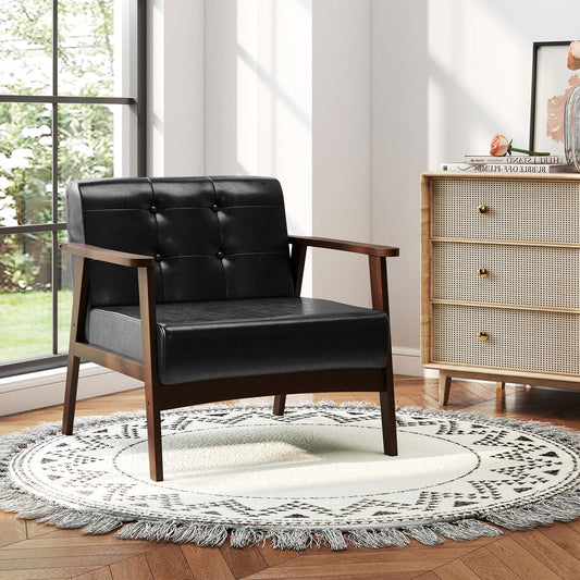 Rubber Wood Frame Accent Chair with Armrest for Living Room - Tampa Home & Garden Store