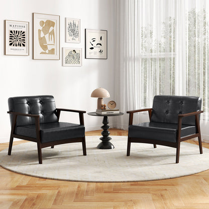 Rubber Wood Frame Accent Chair with Armrest for Living Room