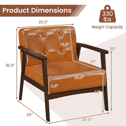 Rubber Wood Frame Accent Chair with Armrest for Living Room