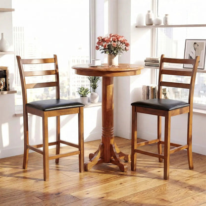 Rubber Wood Ladder Back Bar Stools Set of 2 24