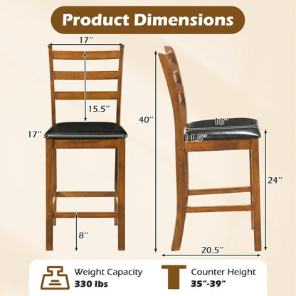 Rubber Wood Ladder Back Bar Stools Set of 2 24