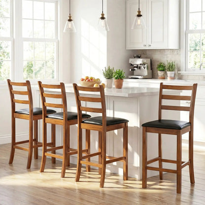 Rubber Wood Ladder Back Bar Stools Set of 2 24
