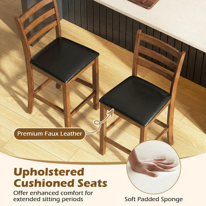Rubber Wood Ladder Back Bar Stools Set of 2 24