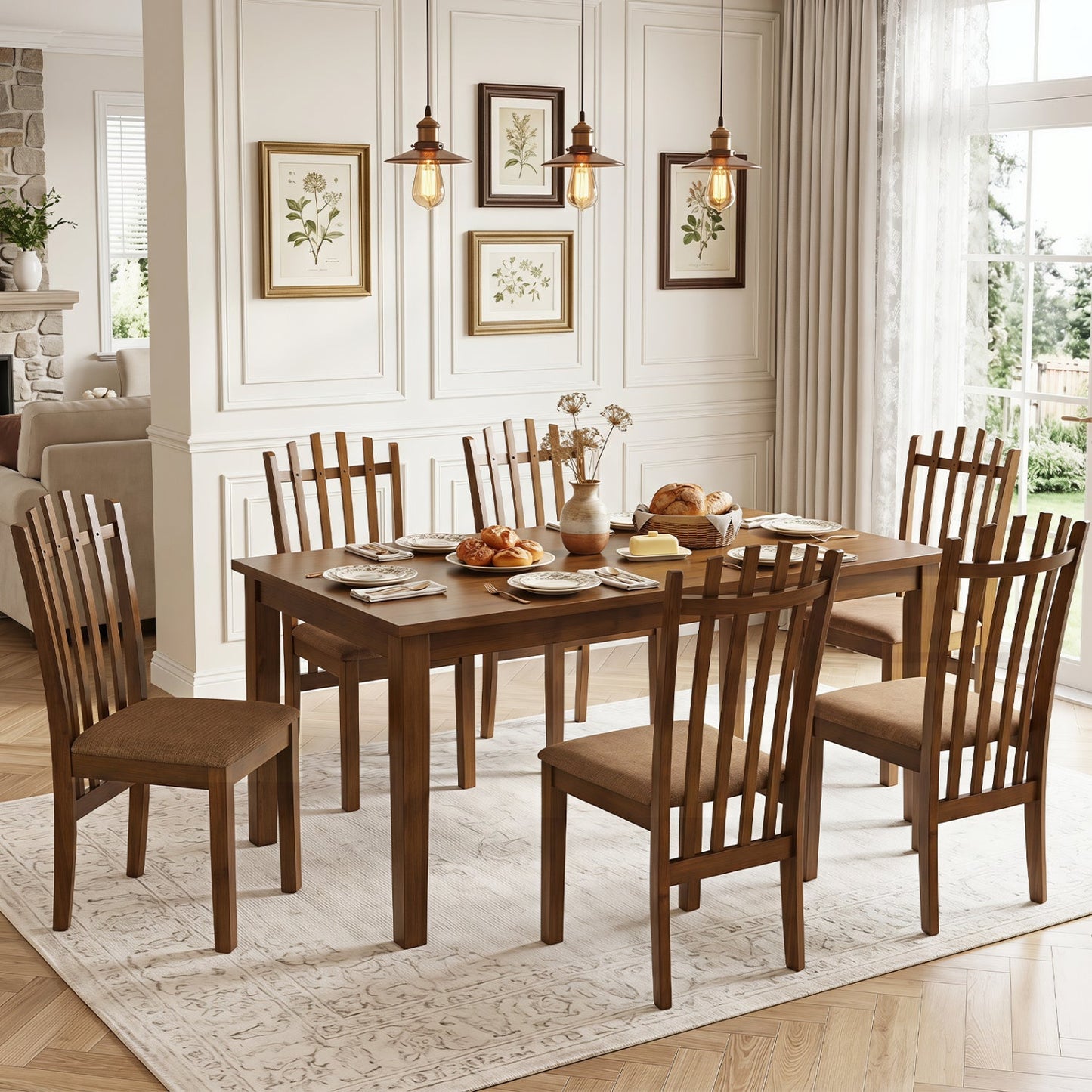 Rubber wood dining chairs set of 4 with cushioned seats by DirectDeals in warm brown on Tampa Home & Garden Store