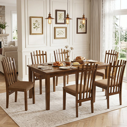 Rubber wood dining chairs set of 4 with cushioned seats by DirectDeals in warm brown on Tampa Home & Garden Store