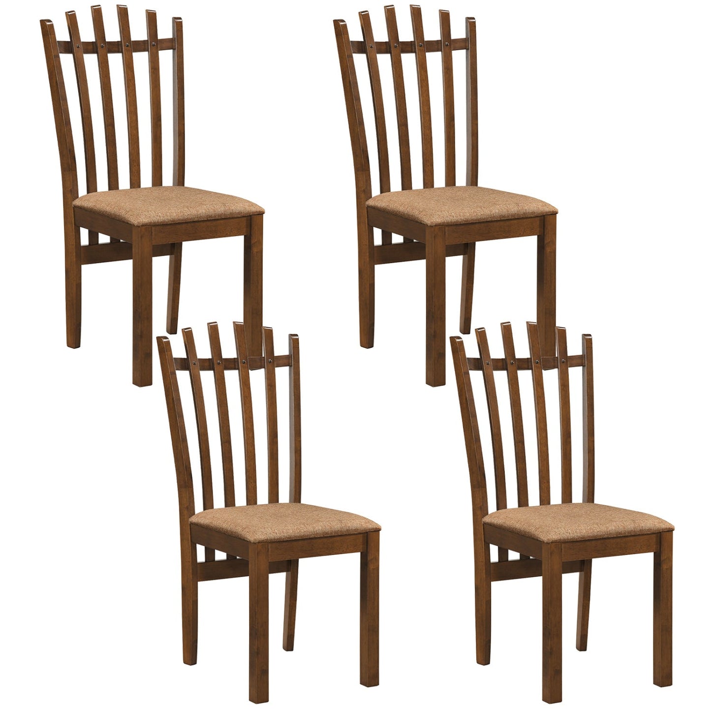 Rubber wood dining chairs set of 4 with cushioned seats, brown finish, DirectDeals on Tampa Home & Garden Store