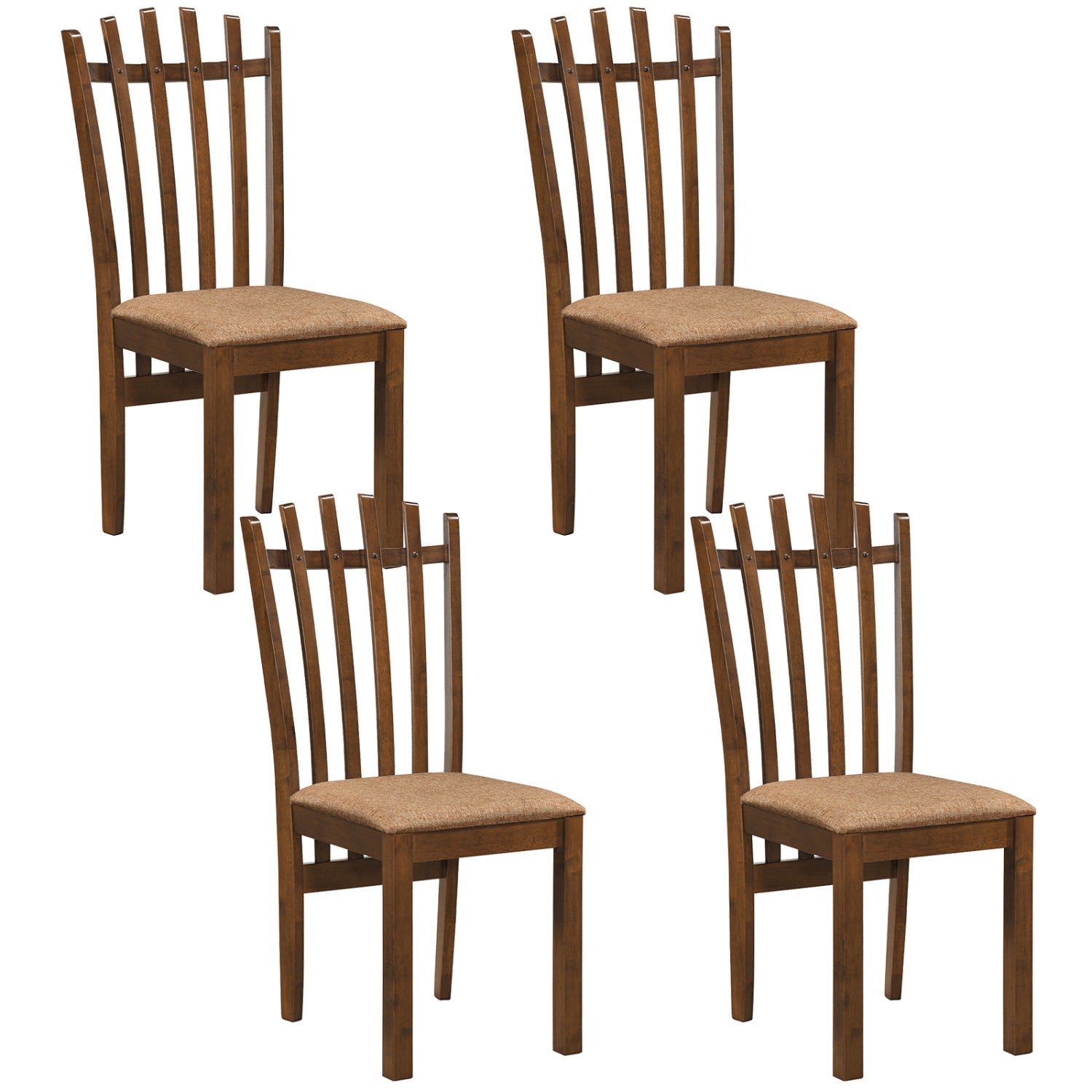 Rubber wood dining chairs set of 4 with cushioned seats, brown finish, DirectDeals on Tampa Home & Garden Store