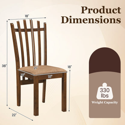 DirectDeals rubber wood dining chairs set of 4 with cushioned seats, dark brown ladder-back on Tampa Home & Garden Store