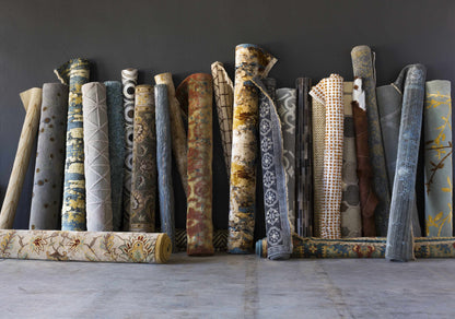 Cutler Cream/Orange Wool Runner Rug by Boutique Rugs, multiple rolled samples on clearance on Tampa Home & Garden Store