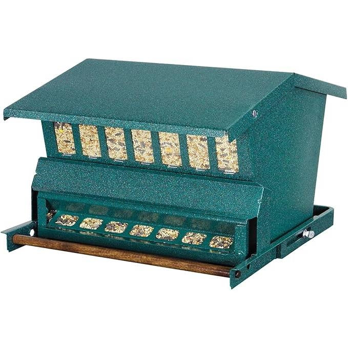 Rugged Green Metal Squirrel-Proof Bird Feeder with Easy-Refill Top - Tampa Home & Garden Store