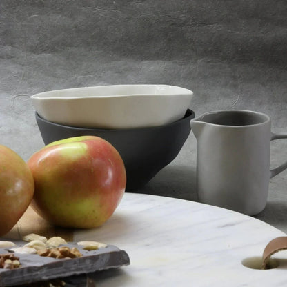 Rugueux Stoneware Dessert Bowl, Pearl - Tampa Home & Garden Store
