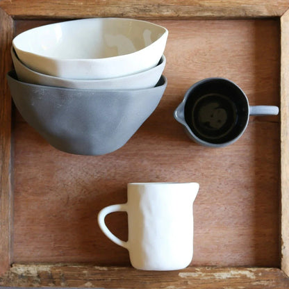 Rugueux Stoneware Dessert Bowl, Pearl - Tampa Home & Garden Store