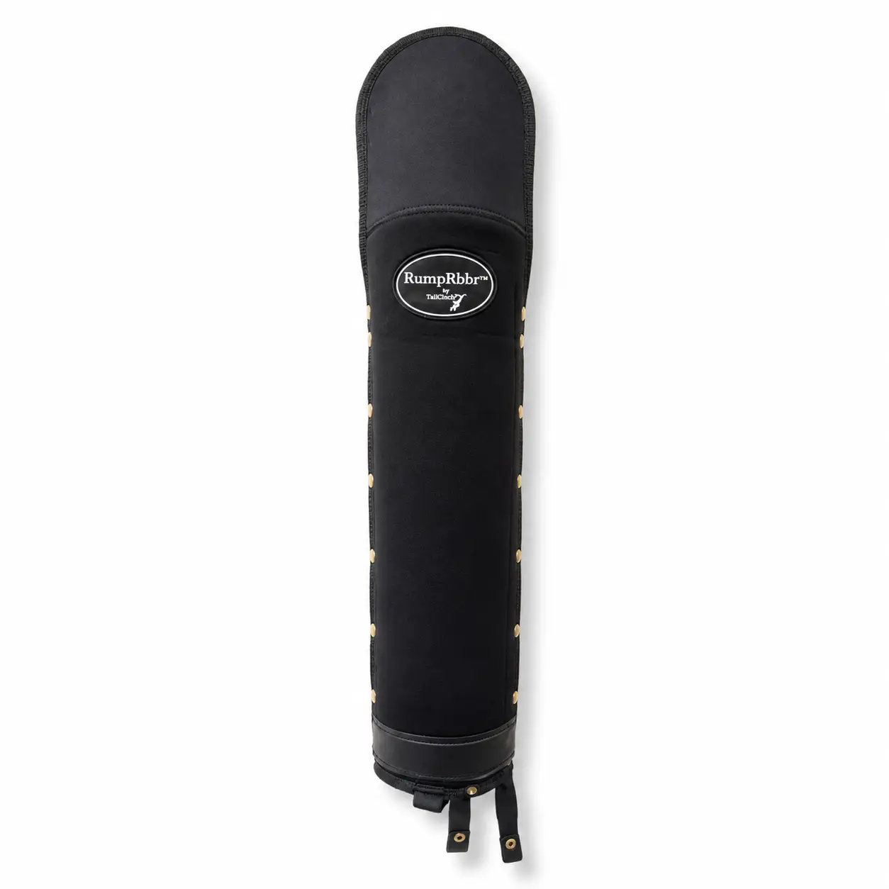 RumpRbbr Tail Guard in black with brass rivets and strap closures by The Tail Cinch on Tampa Home & Garden Store