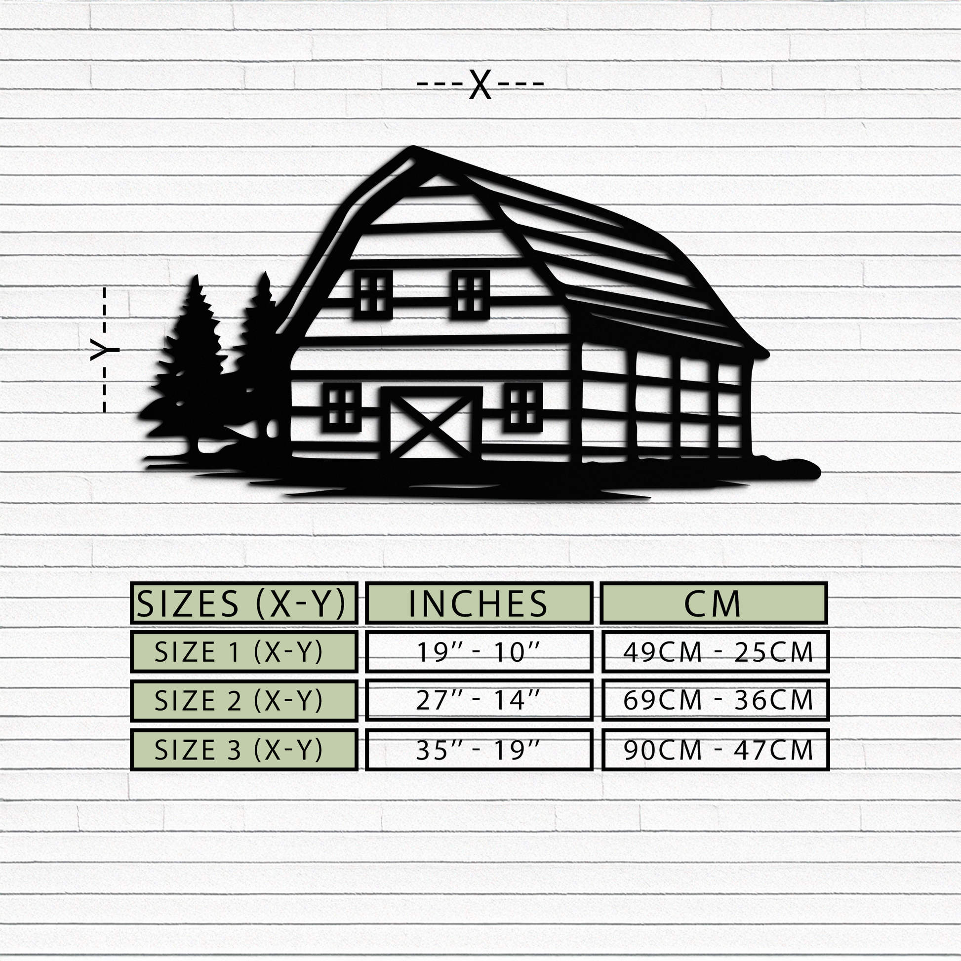 Rustic Barn and Pine Trees Metal Wall Art – Country House Landscape Silhouette Decor- KAF681 - Tampa Home & Garden Store