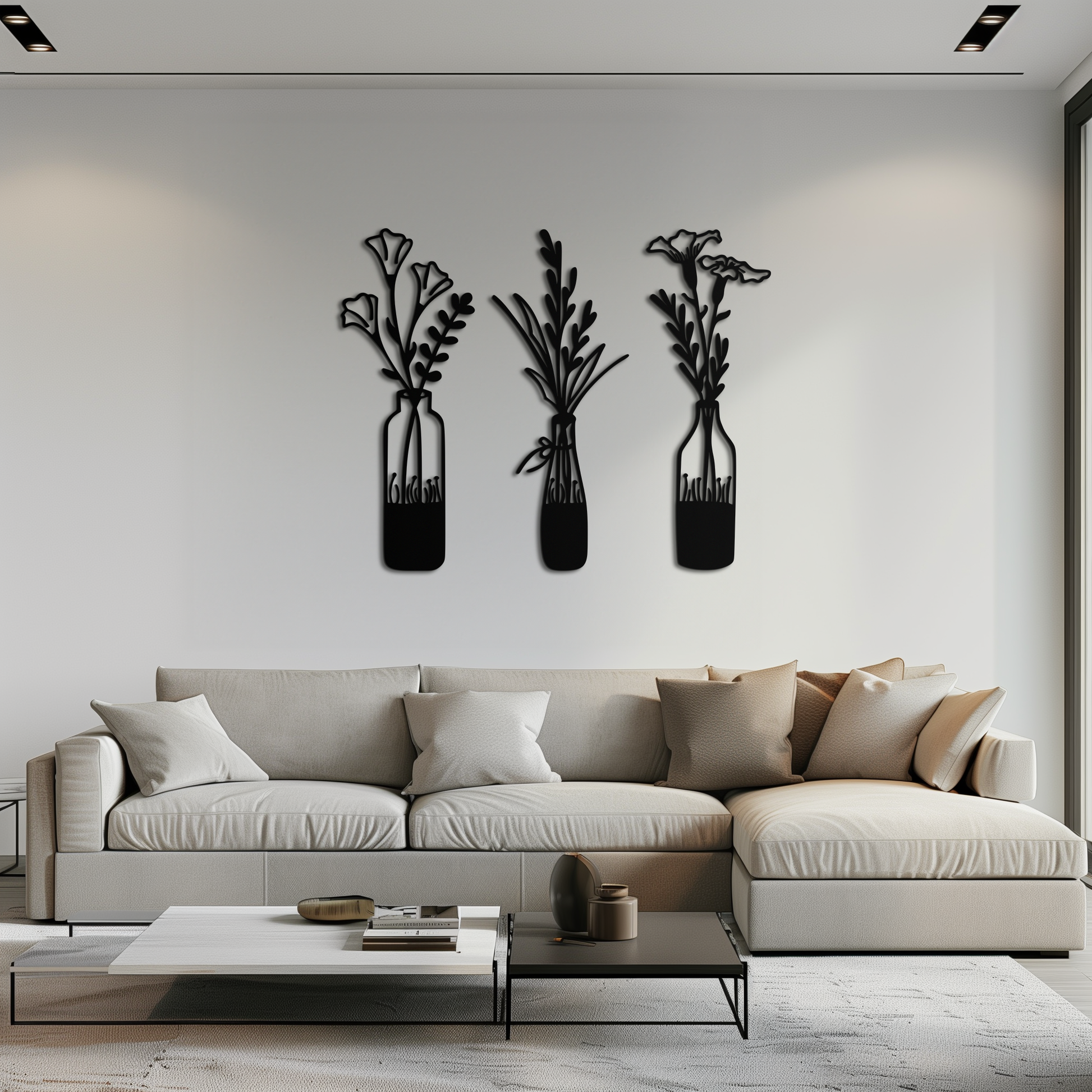 Rustic Floral Bottle Metal Wall Art - Elegant Vase & Flower Steel Decor - KAF142 - Tampa Home & Garden Store
