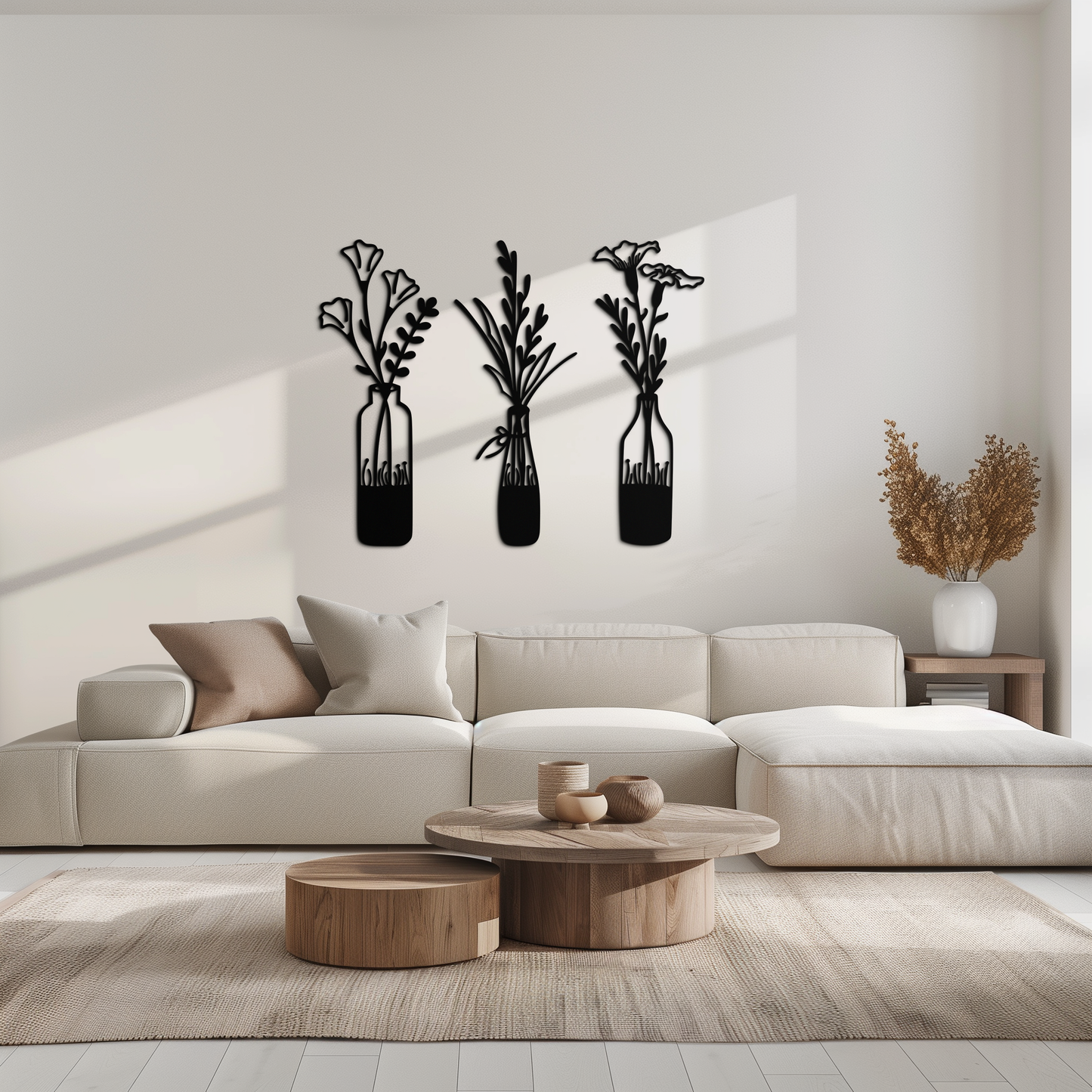 Rustic Floral Bottle Metal Wall Art - Elegant Vase & Flower Steel Decor - KAF142 - Tampa Home & Garden Store