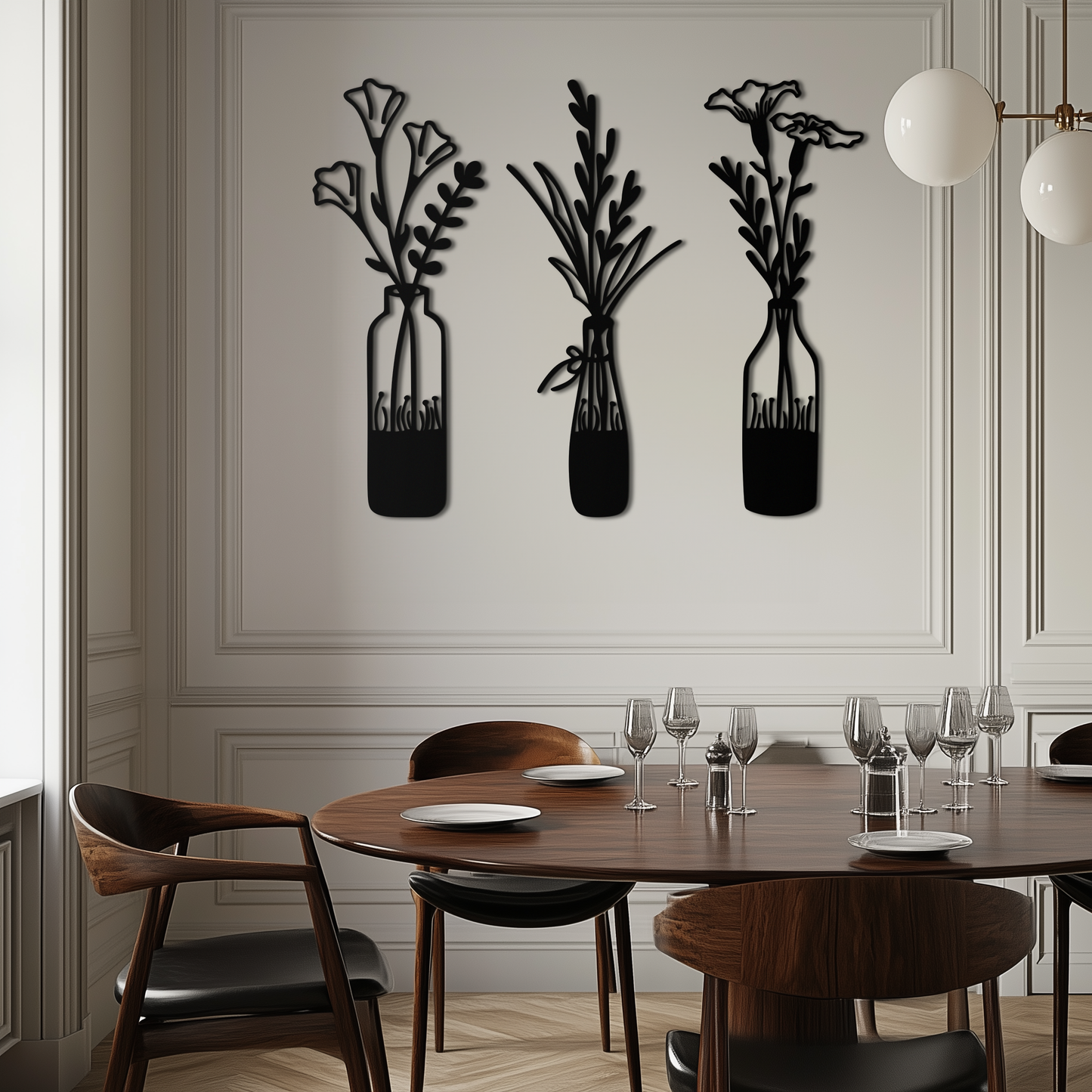 Rustic Floral Bottle Metal Wall Art - Elegant Vase & Flower Steel Decor - KAF142 - Tampa Home & Garden Store