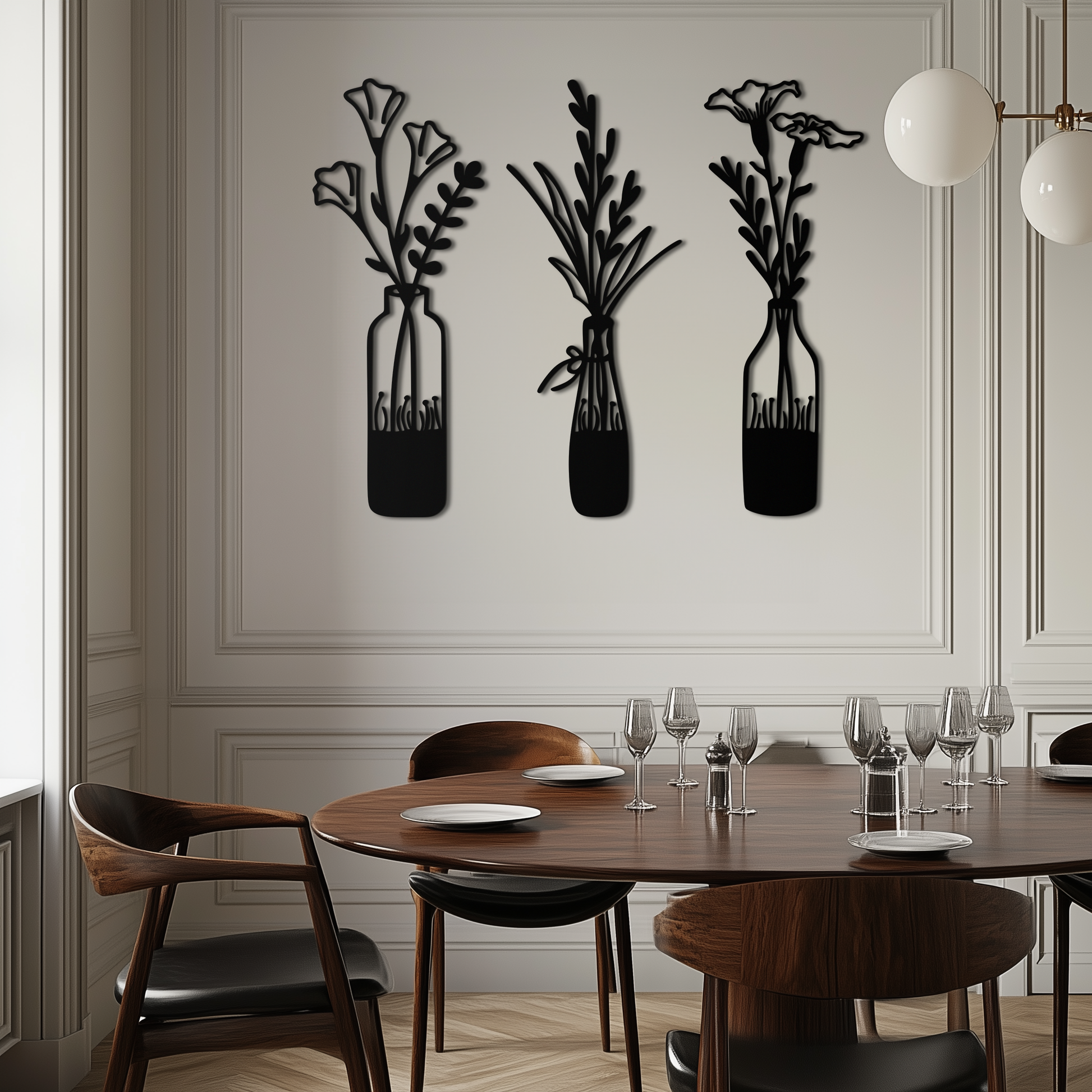 Rustic Floral Bottle Metal Wall Art - Elegant Vase & Flower Steel Decor - KAF142 - Tampa Home & Garden Store